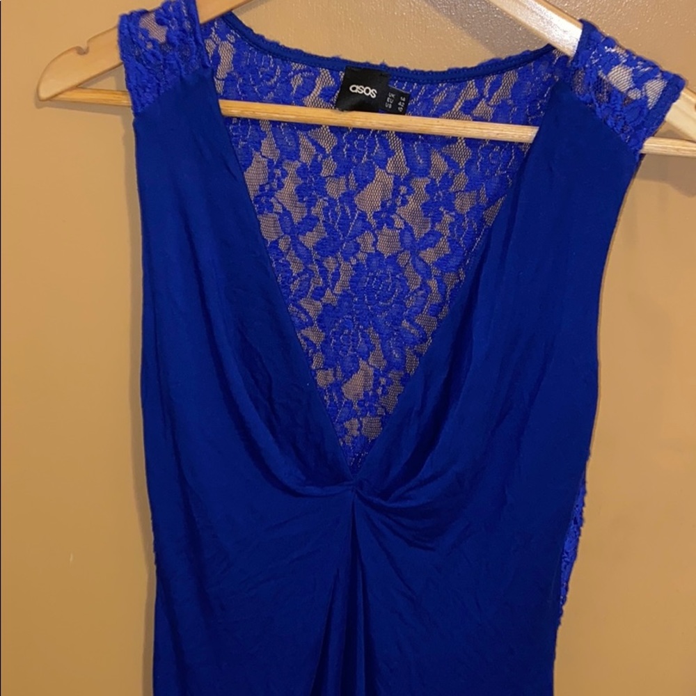 ASOS Deep V neck Blue Dress